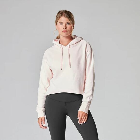 Tavi Noir Semi Cropped Blush Pink Hoodie Athleisure Loungewear Sporty Chic Small - Picture 9 of 10